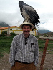 Ted Pack with an eagle on his head